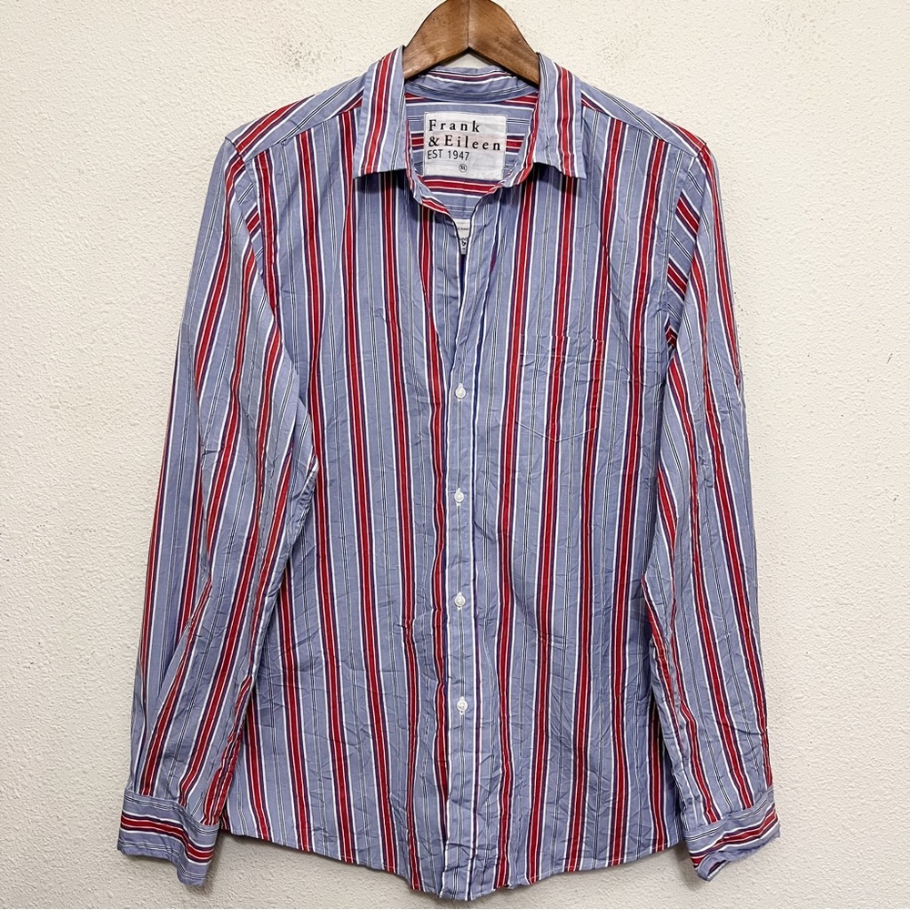 Frank & Eileen Barry Poplin Striped Button Up Top Size XLarge